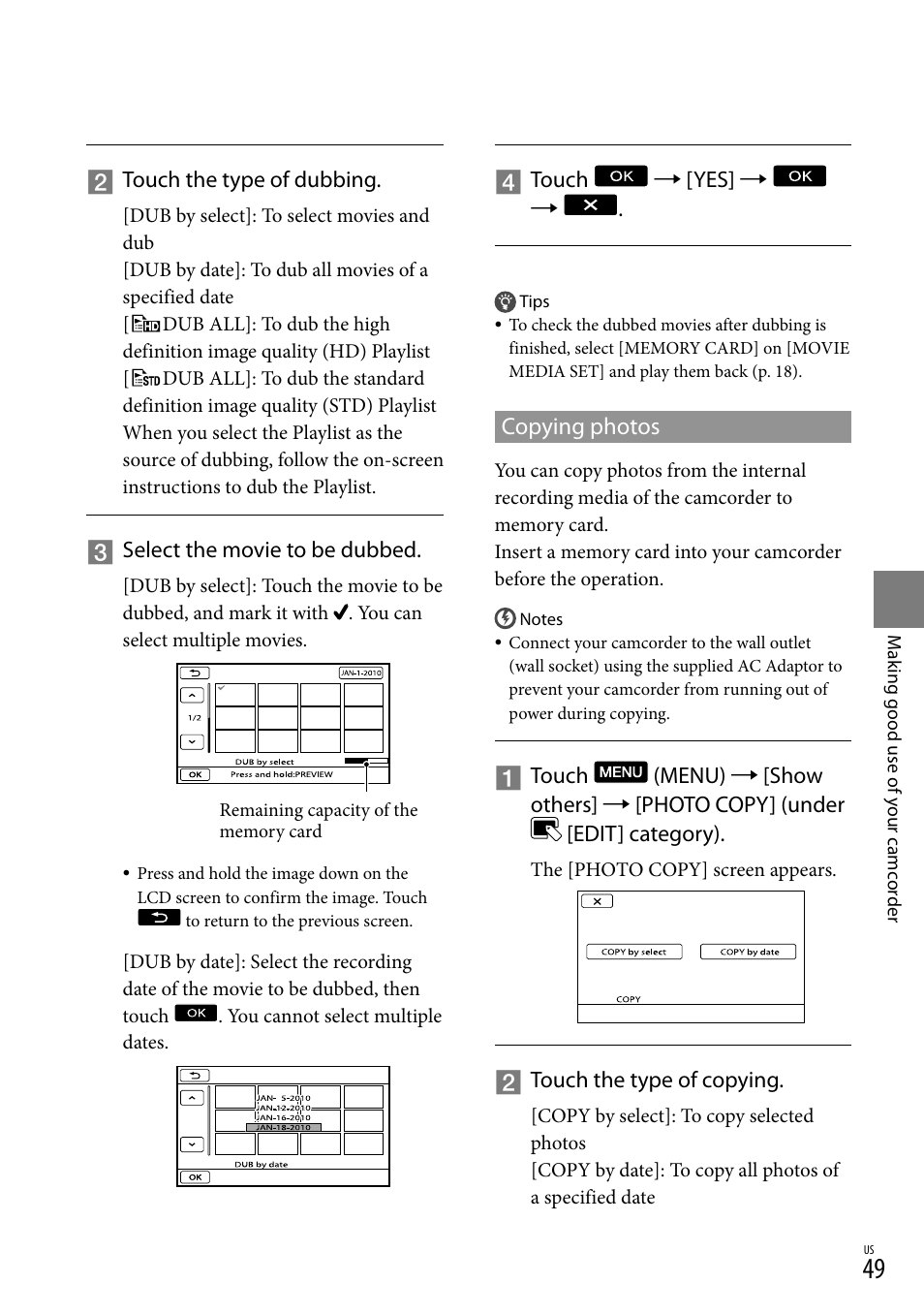 Copying photos | Sony HDR-XR550V User Manual | Page 49 / 127