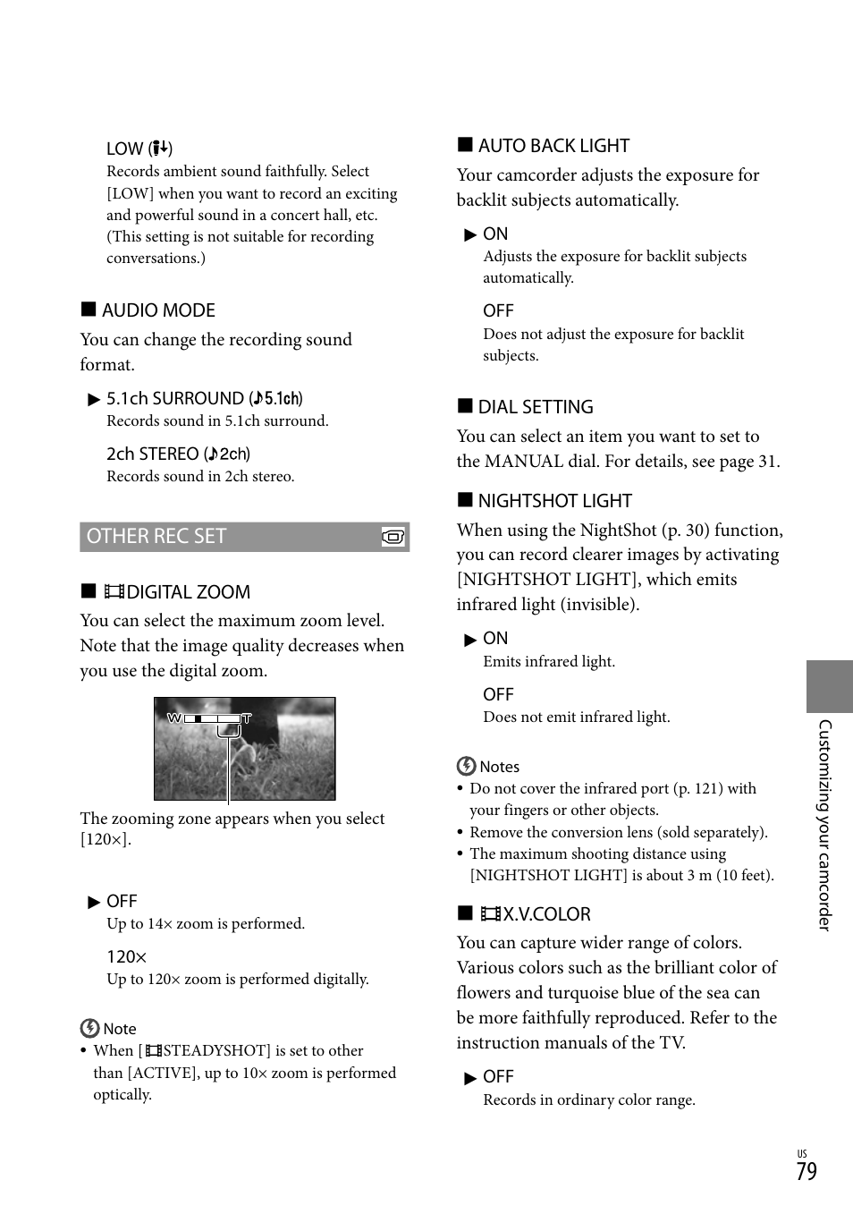 Other rec set | Sony HDR-XR550V User Manual | Page 79 / 127