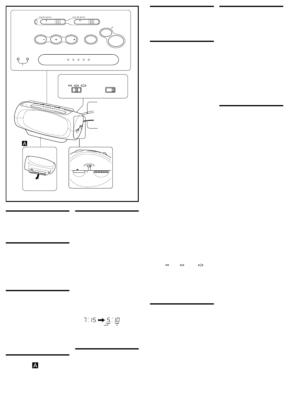 Setting the clock, Playing the radio, Before you begin | Features, Installing the battery, Setting up the stand (see fig. a ), Improving the reception, Setting the alarm, Setting the sleep timer, Precautions | Sony ICF-C490 User Manual | Page 2 / 2