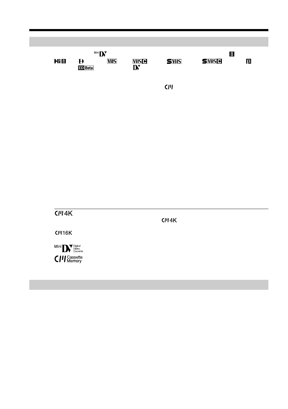 Usable cassettes | Sony DCR-PC110 User Manual | Page 138 / 168