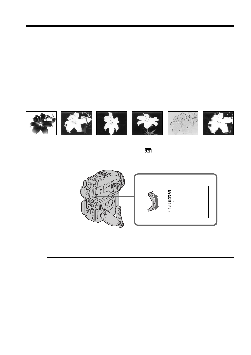 Using special effects – picture effect, Menu [a] [b] [c] [d] [e] [f | Sony DCR-PC110 User Manual | Page 38 / 168