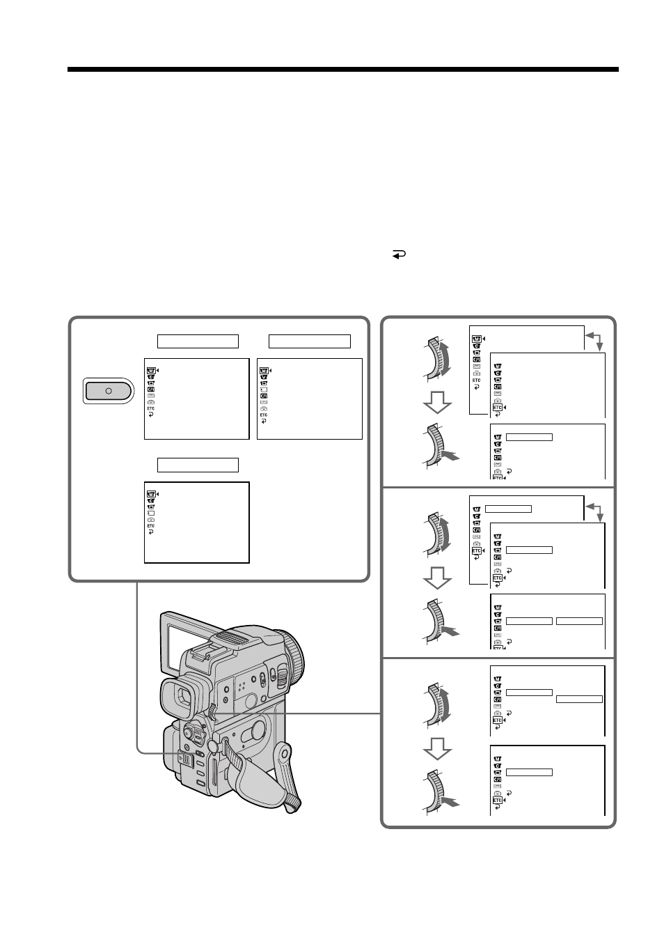 Changing the menu settings, Customizing your camcorder, Menu | Press menu, Camera | Sony DCR-PC110 User Manual | Page 84 / 168