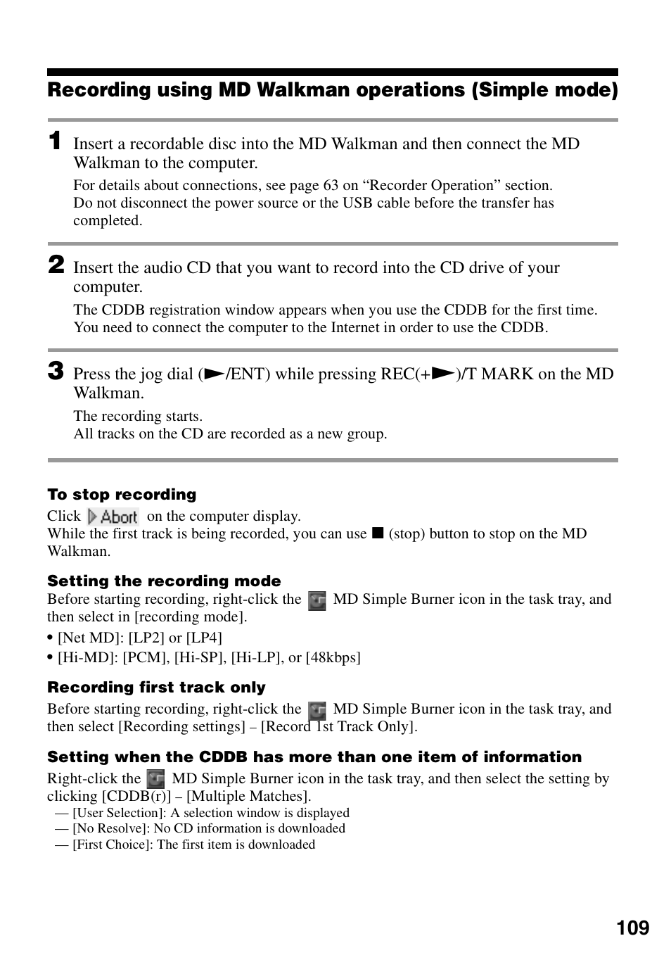 Sony MZ-M100 User Manual | Page 109 / 119