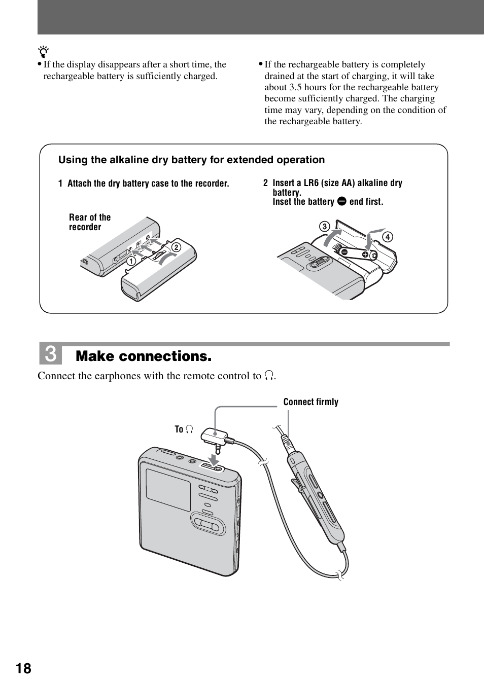 Make connections | Sony MZ-M100 User Manual | Page 18 / 119