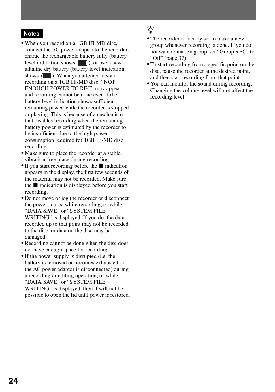 Sony MZ-M100 User Manual | Page 24 / 119