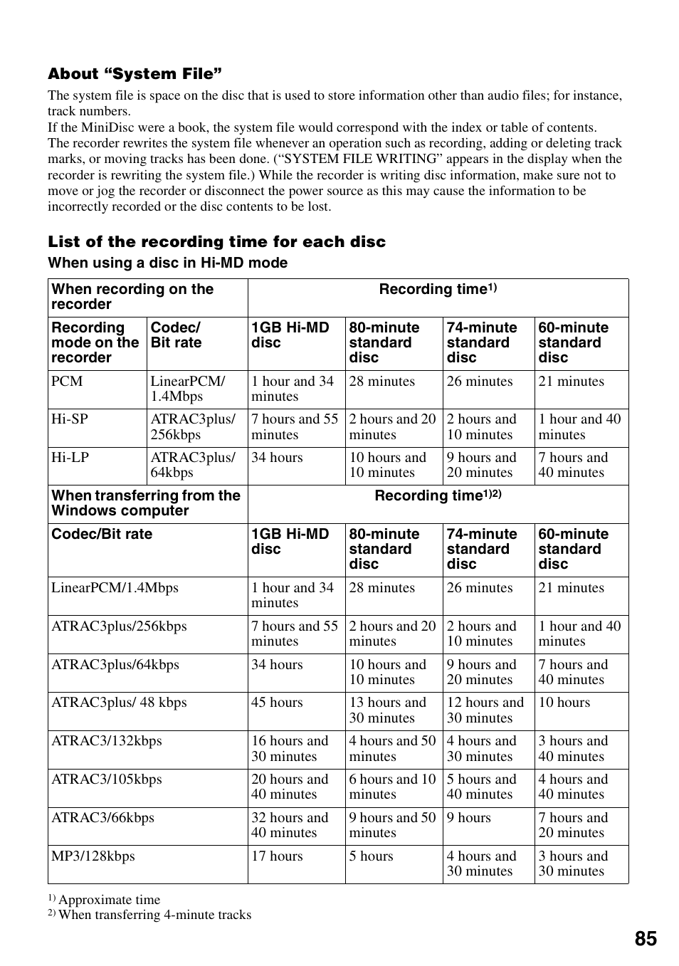 Sony MZ-M100 User Manual | Page 85 / 119
