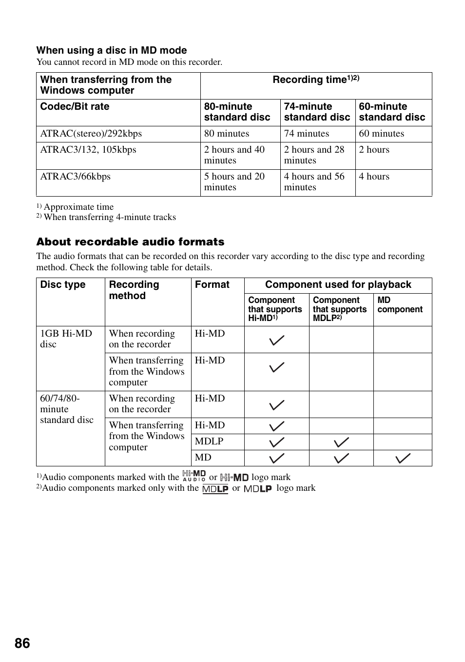Sony MZ-M100 User Manual | Page 86 / 119