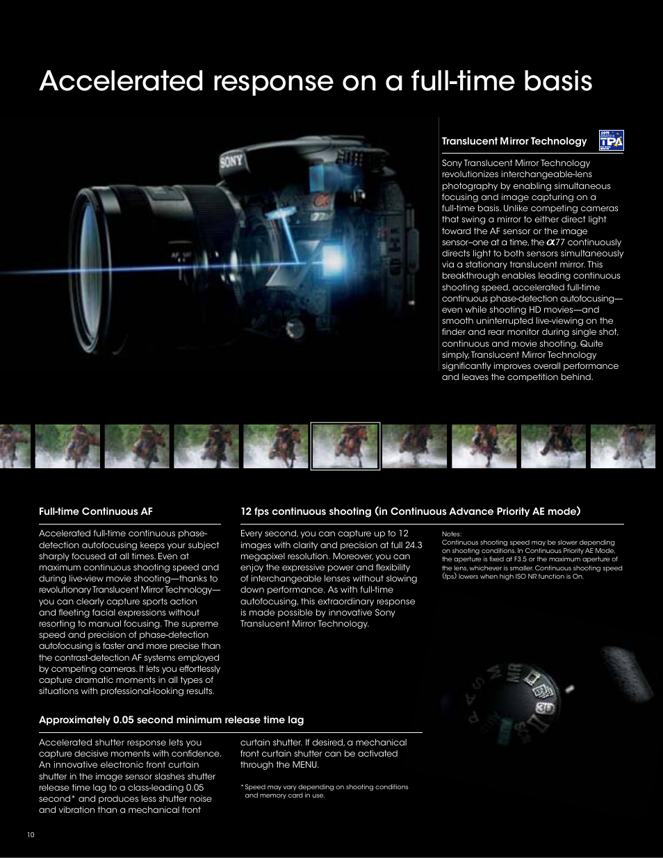 Accelerated response on a full-time basis | Sony SLT-A77VM User Manual | Page 10 / 32