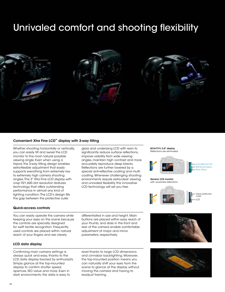 Unrivaled comfort and shooting flexibility | Sony SLT-A77VM User Manual | Page 18 / 32