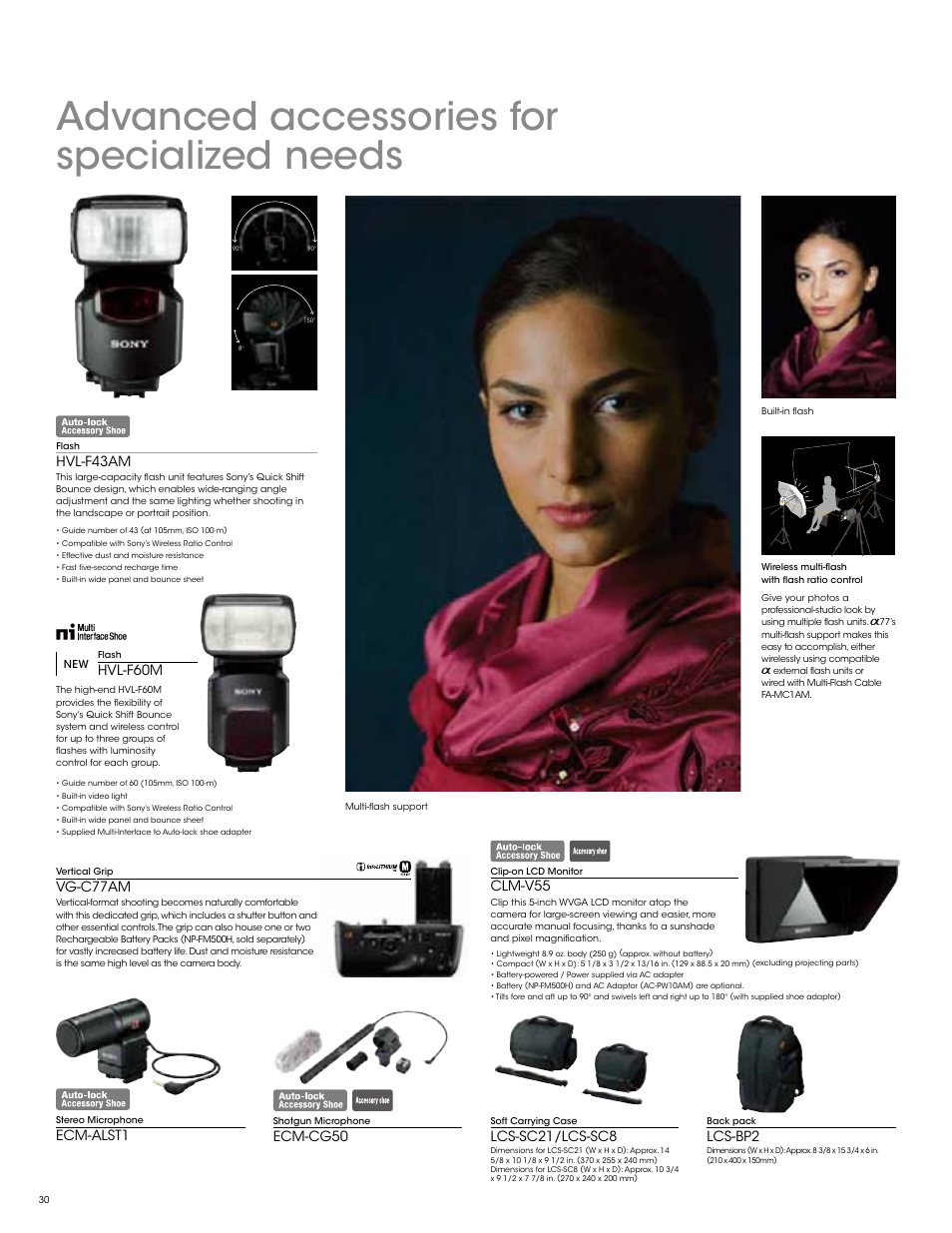 Advanced accessories for specialized needs | Sony SLT-A77VM User Manual | Page 30 / 32