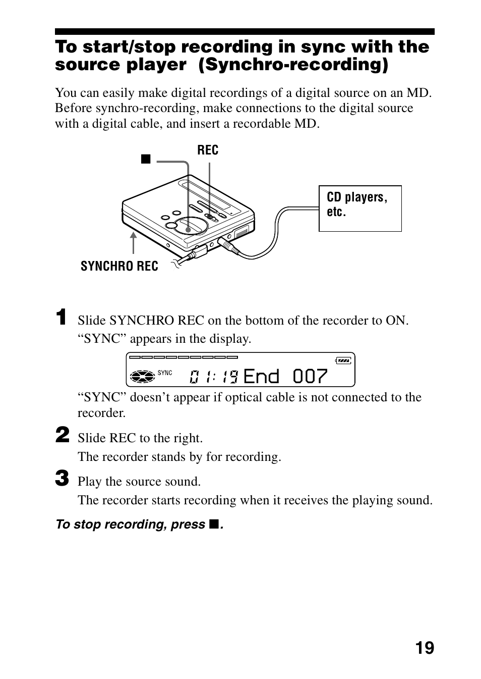 End 007 | Sony MZ-R70 User Manual | Page 19 / 76
