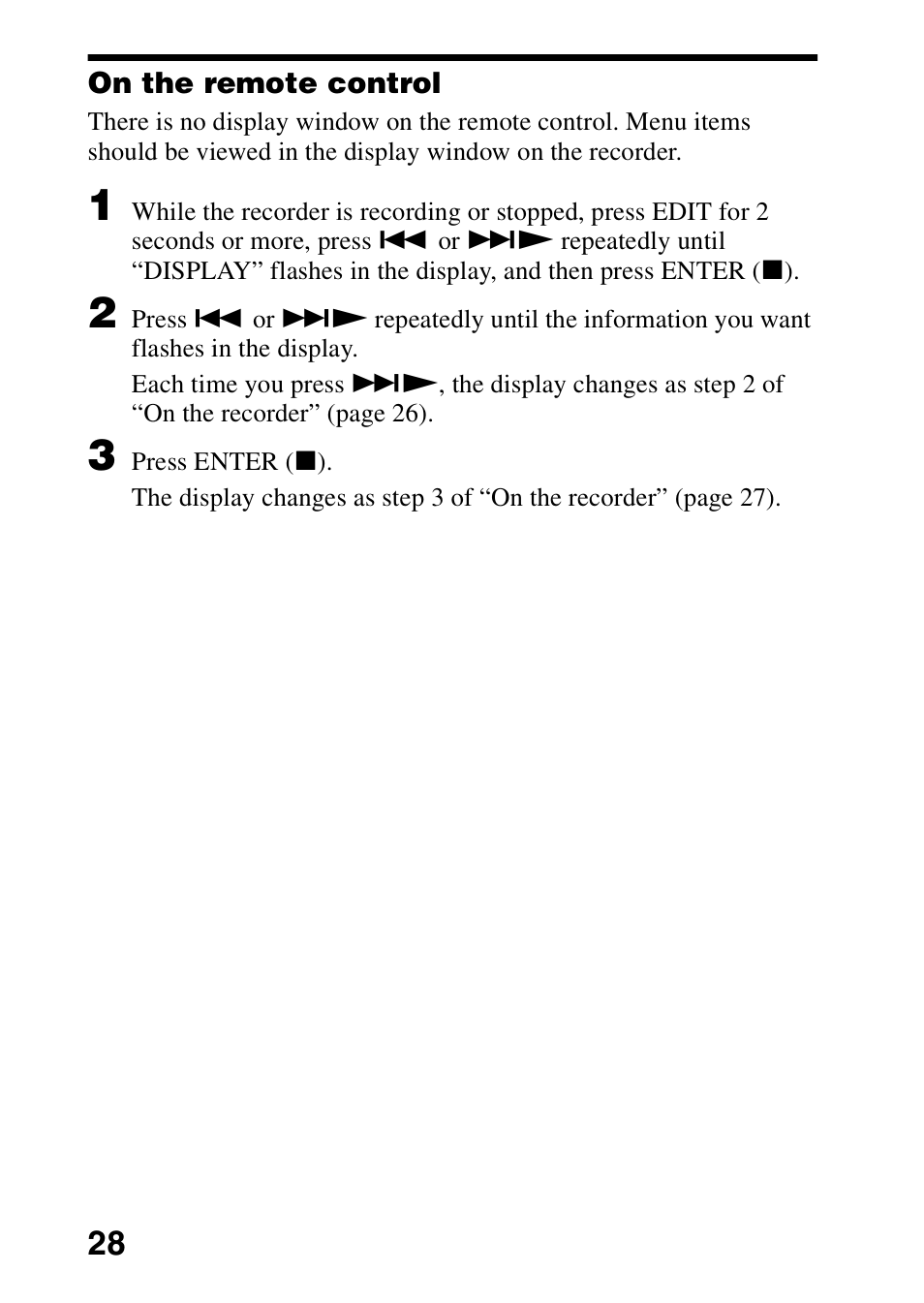 On the remote control | Sony MZ-R70 User Manual | Page 28 / 76