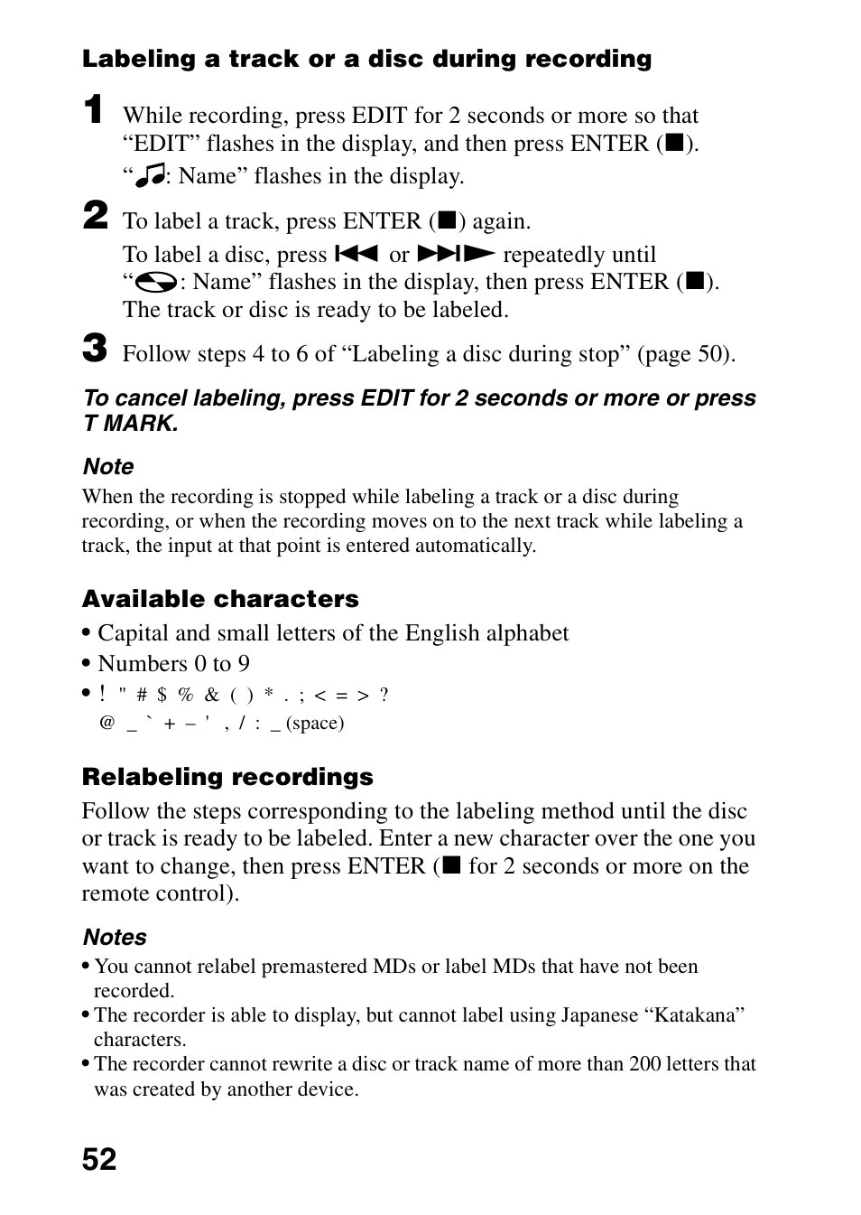 Sony MZ-R70 User Manual | Page 52 / 76