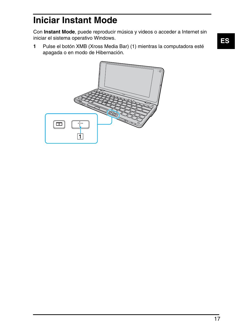 Iniciar instant mode | Sony VGN-P588E User Manual | Page 17 / 60