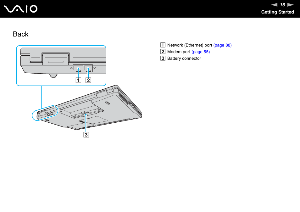 Back | Sony VGN-FZ145E User Manual | Page 16 / 181