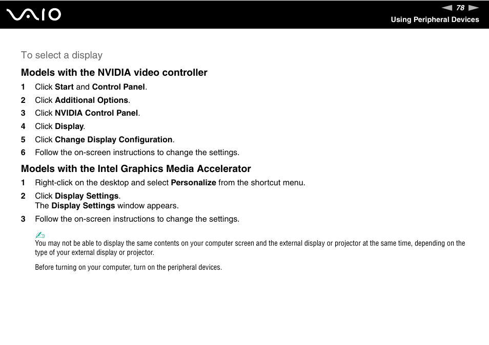 Models with the intel graphics media accelerator | Sony VGN-FZ145E User Manual | Page 78 / 181