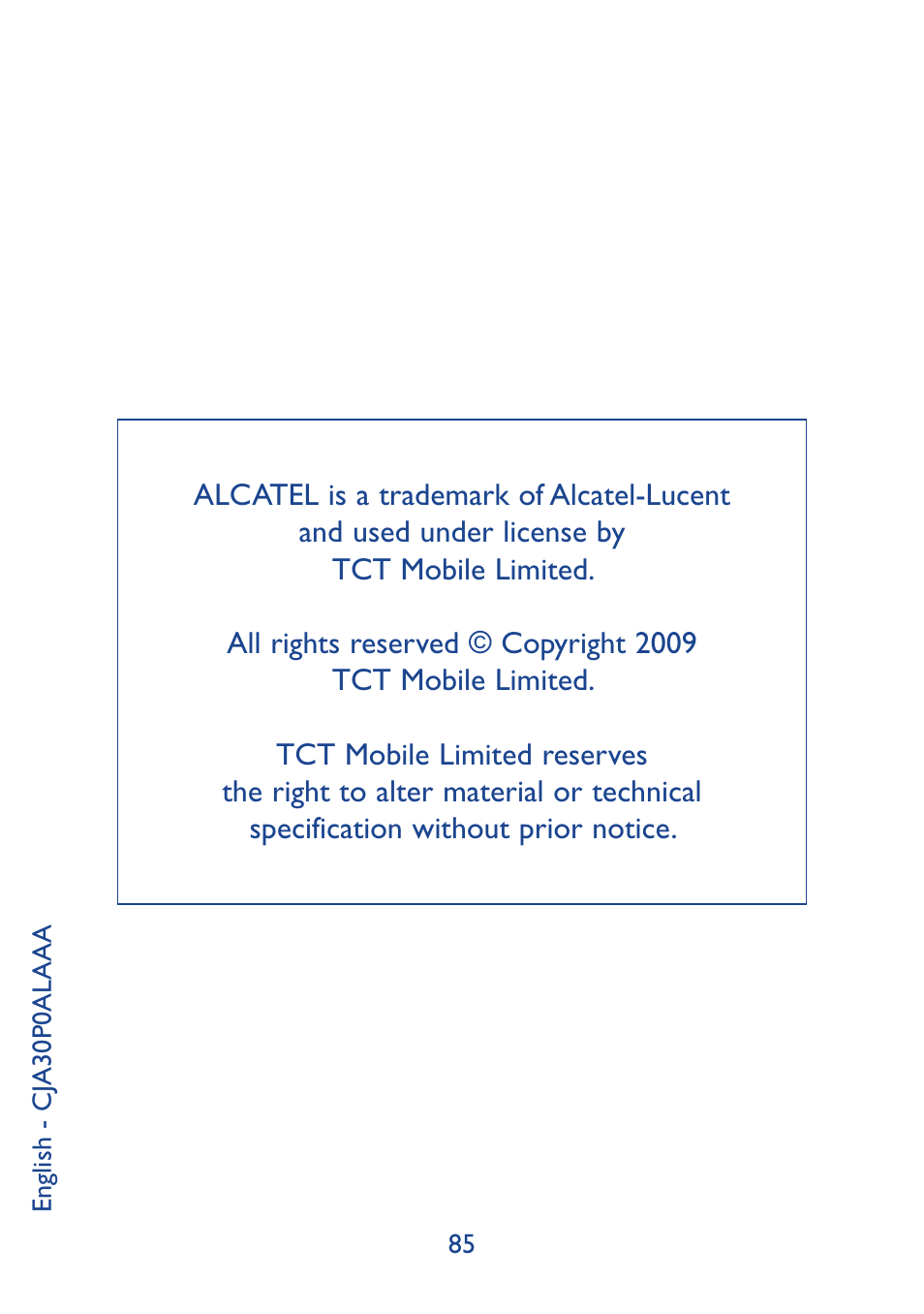 Alcatel Alcatel One Touch Vibe Mobile Phone OT-800 User Manual | Page 44 / 44