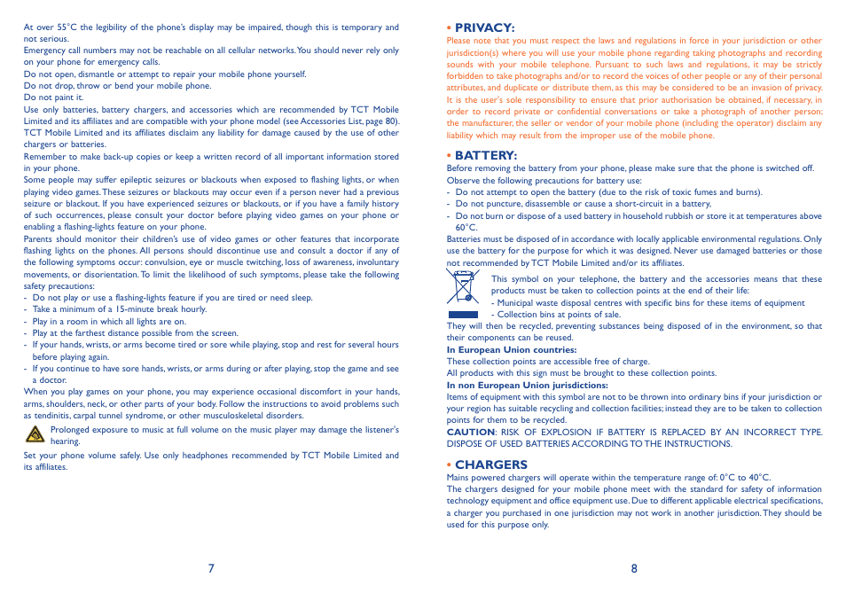 Alcatel Alcatel One Touch Vibe Mobile Phone OT-800 User Manual | Page 5 / 44