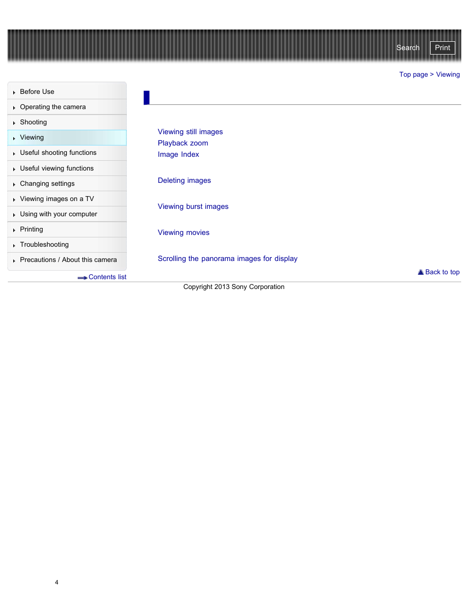 Viewing, Cyber-shot user guide | Sony DSC-WX300 User Manual | Page 10 / 244