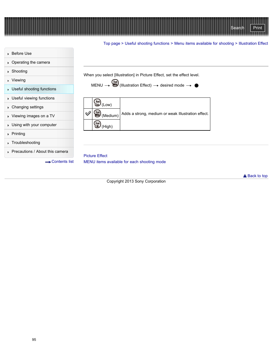 Illustration effect, Cyber-shot user guide | Sony DSC-WX300 User Manual | Page 101 / 244