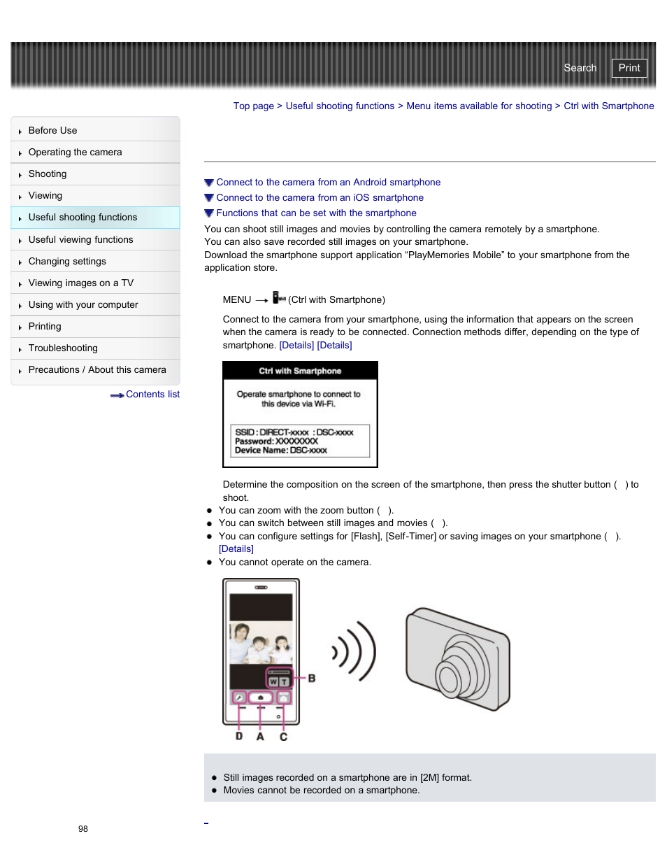 Ctrl with smartphone, Cyber-shot user guide | Sony DSC-WX300 User Manual | Page 104 / 244