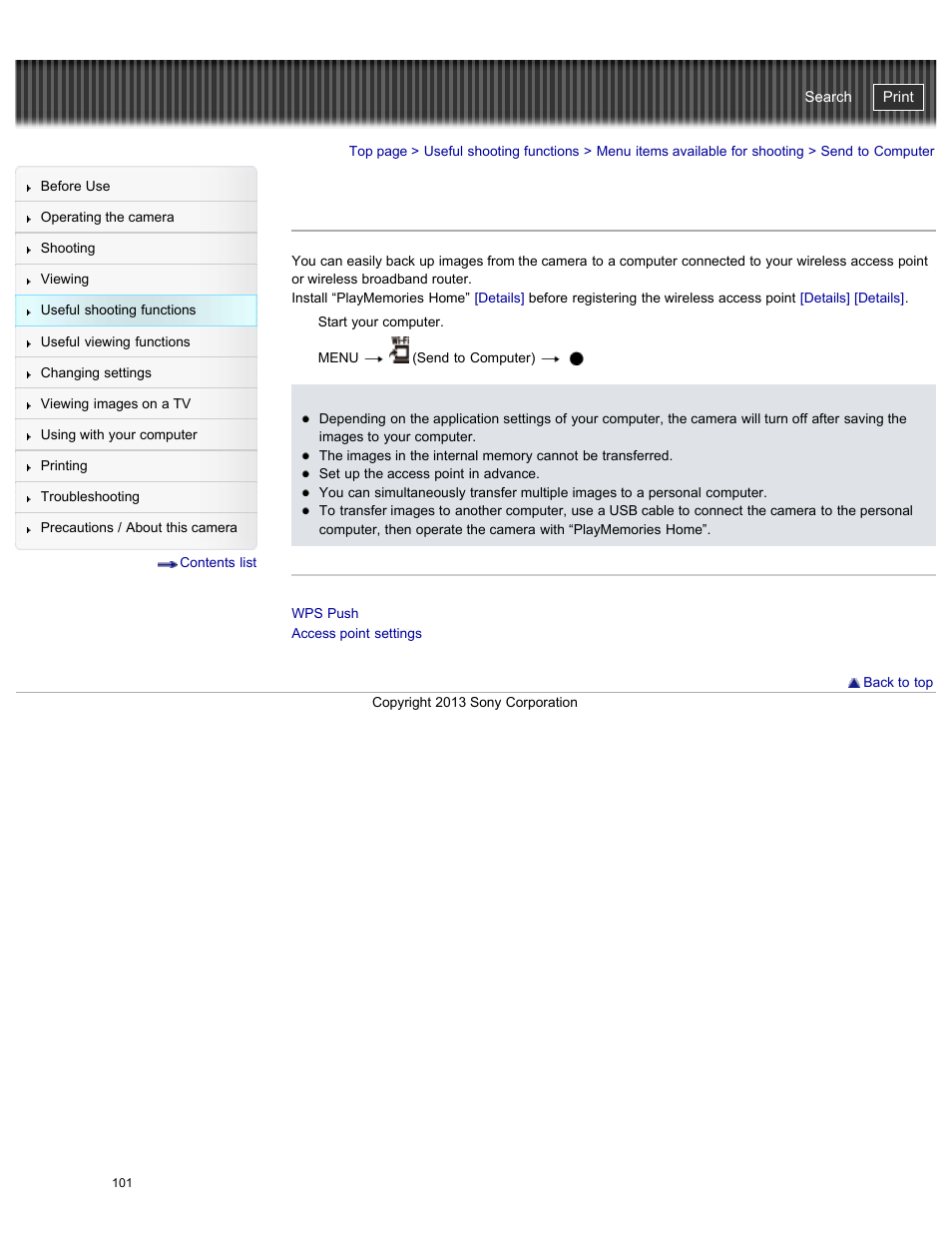 Send to computer, Cyber-shot user guide | Sony DSC-WX300 User Manual | Page 107 / 244