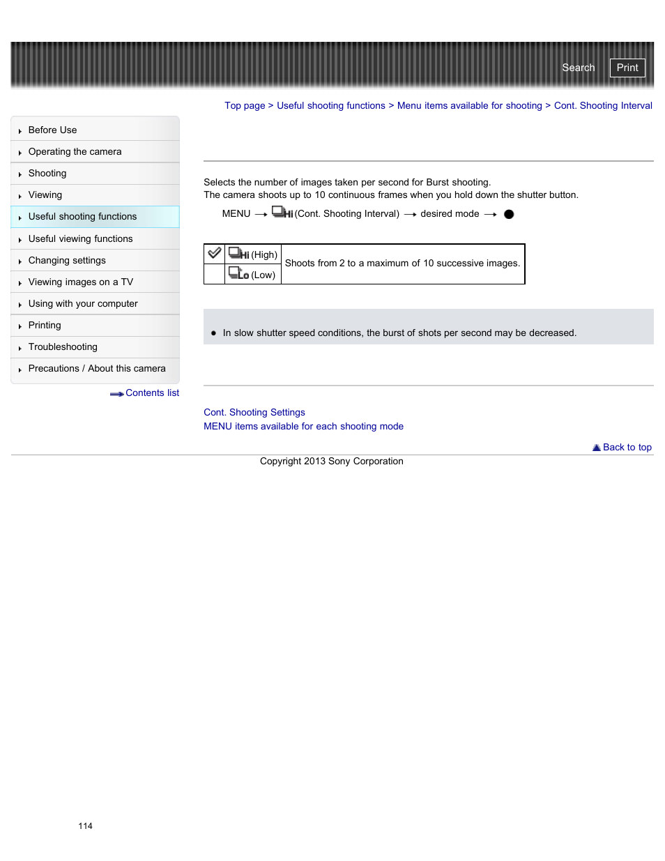 Cont. shooting interval, Cyber-shot user guide | Sony DSC-WX300 User Manual | Page 120 / 244