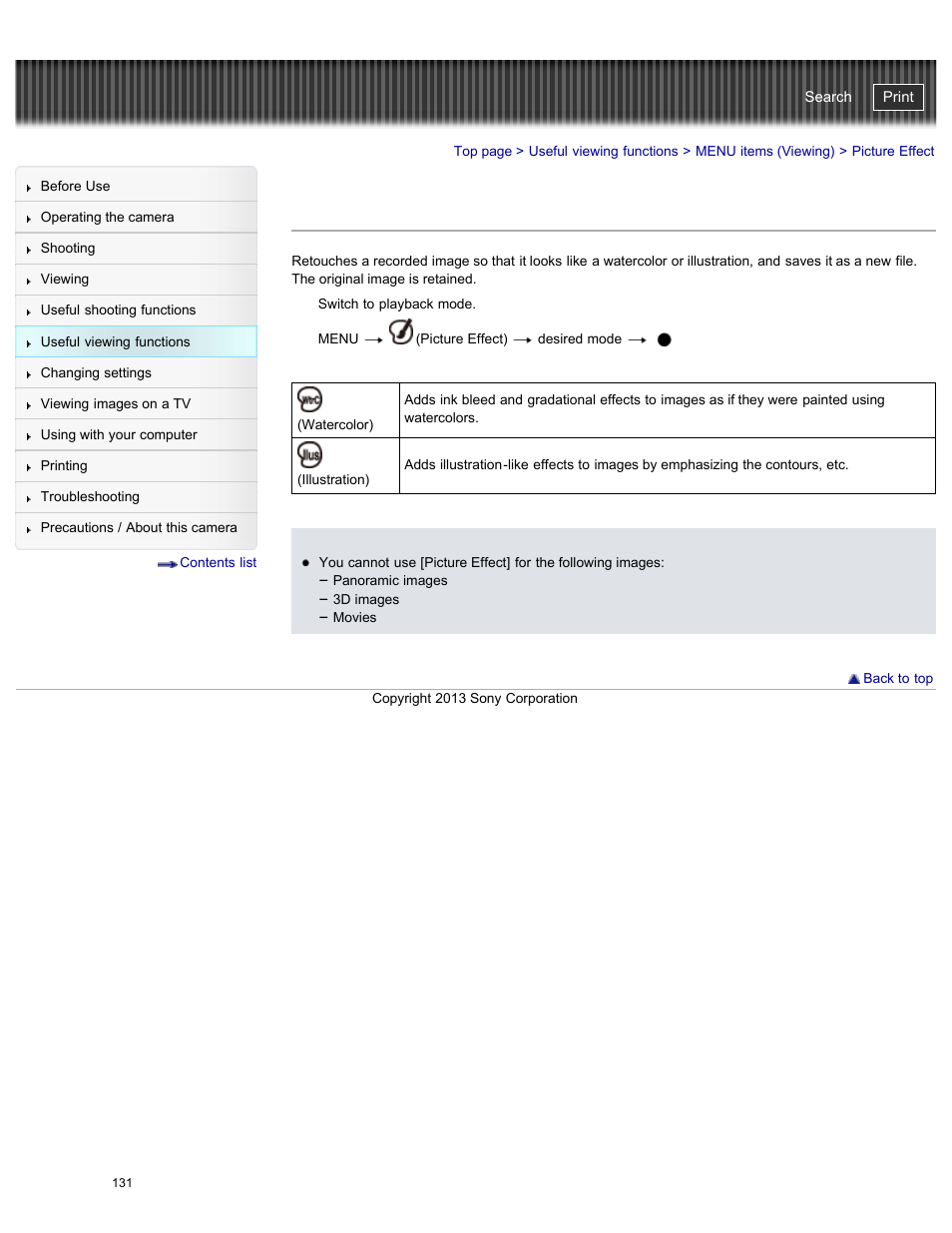 Picture effect, Cyber-shot user guide | Sony DSC-WX300 User Manual | Page 137 / 244
