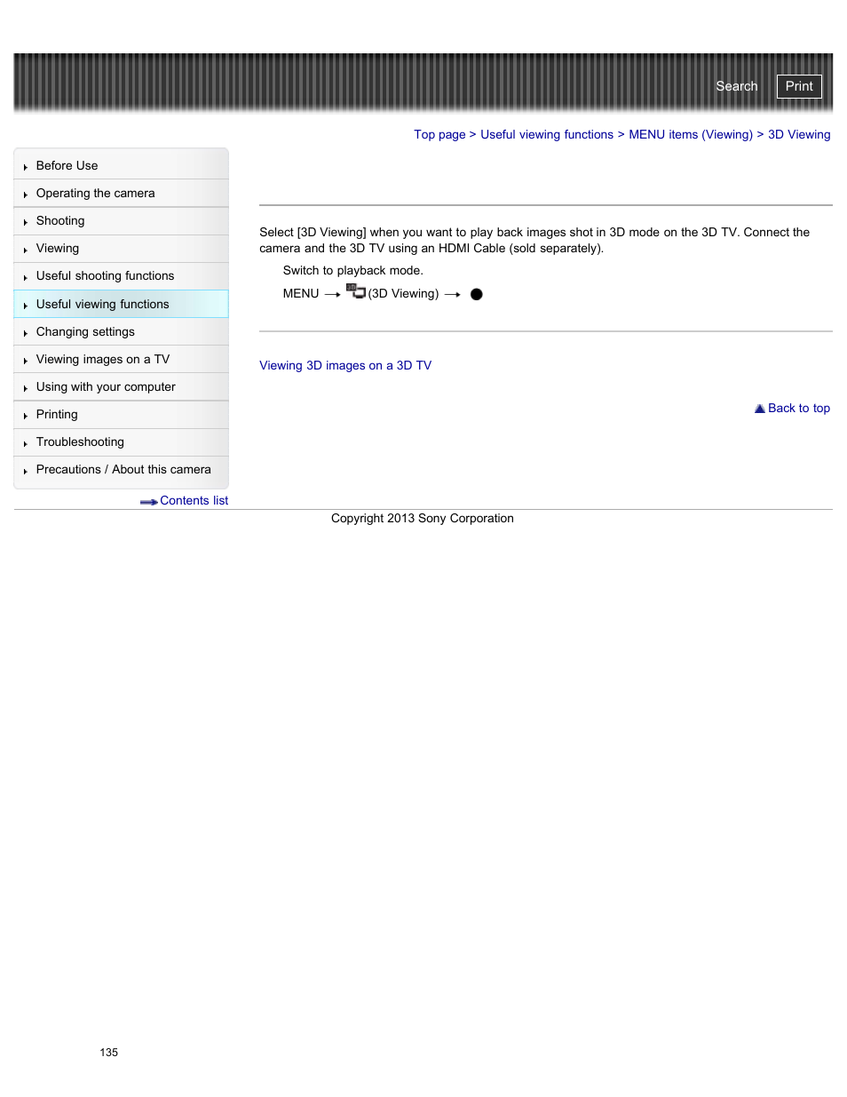3d viewing, Cyber-shot user guide | Sony DSC-WX300 User Manual | Page 141 / 244