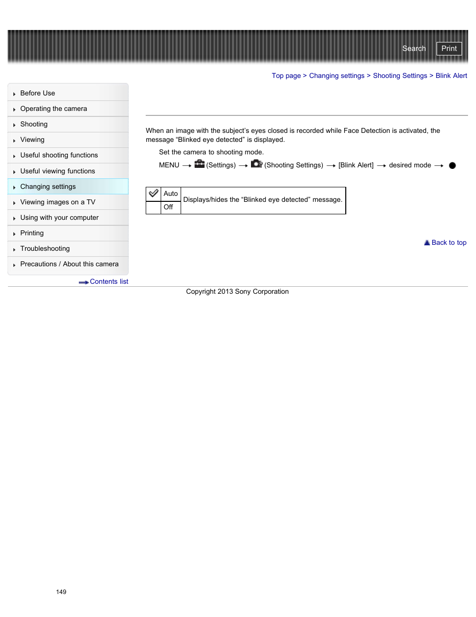 Blink alert, Cyber-shot user guide | Sony DSC-WX300 User Manual | Page 155 / 244