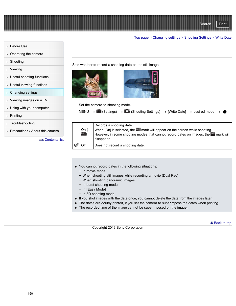 Write date, Cyber-shot user guide | Sony DSC-WX300 User Manual | Page 156 / 244