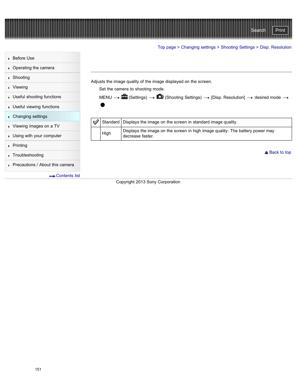 Disp. resolution, Cyber-shot user guide | Sony DSC-WX300 User Manual | Page 157 / 244