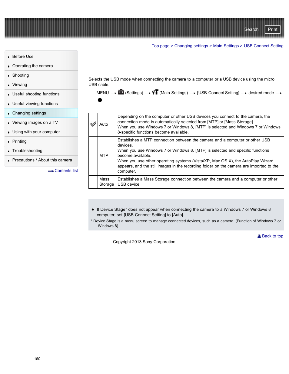 Usb connect setting, Cyber-shot user guide | Sony DSC-WX300 User Manual | Page 166 / 244