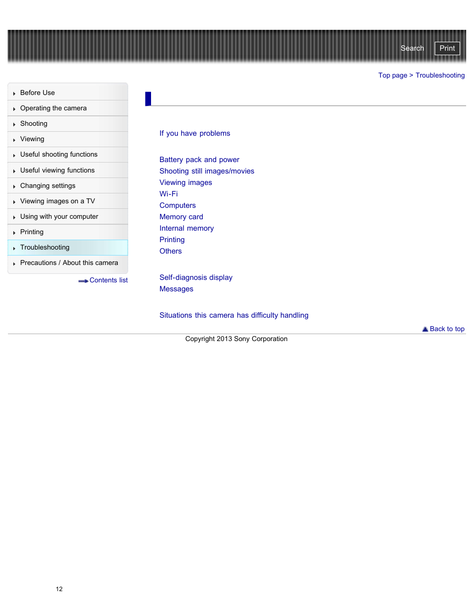 Troubleshooting, Warning indicators and messages, Cyber-shot user guide | Sony DSC-WX300 User Manual | Page 18 / 244