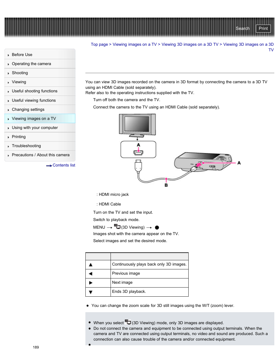 Viewing 3d images on a 3d tv, Cyber-shot user guide | Sony DSC-WX300 User Manual | Page 195 / 244