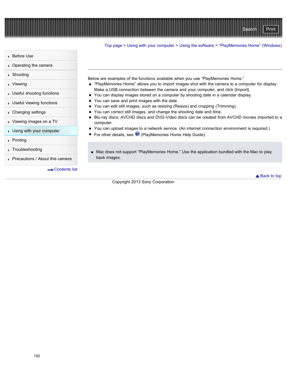 Playmemories home” (windows), Cyber-shot user guide | Sony DSC-WX300 User Manual | Page 198 / 244