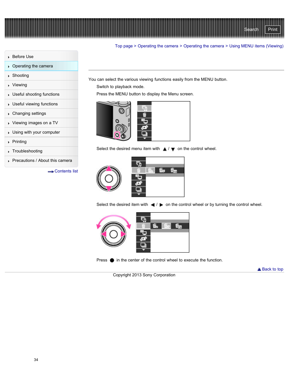 Using menu items (viewing), Cyber-shot user guide | Sony DSC-WX300 User Manual | Page 40 / 244