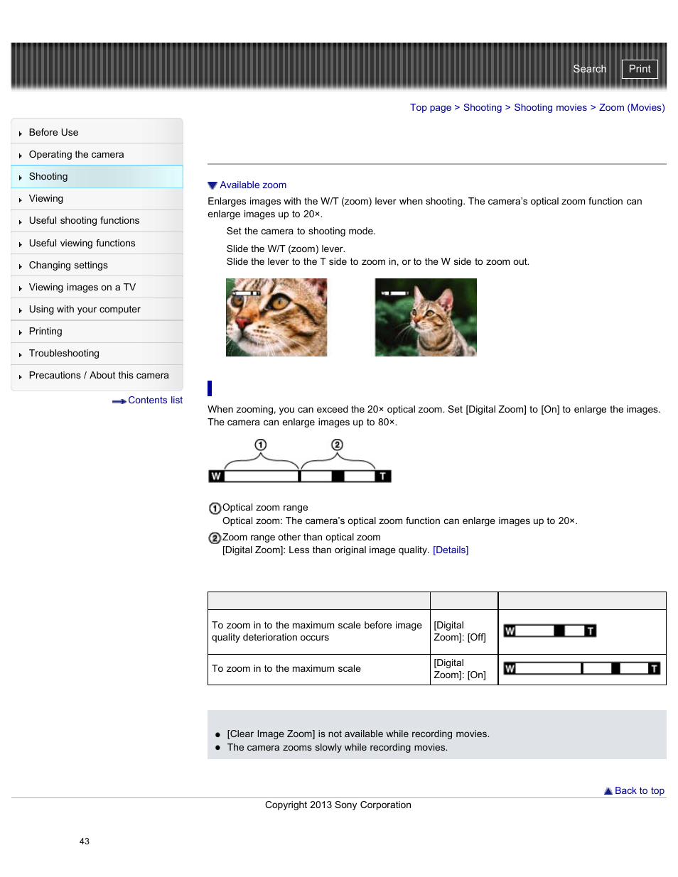 Zoom (movies), Cyber-shot user guide | Sony DSC-WX300 User Manual | Page 49 / 244