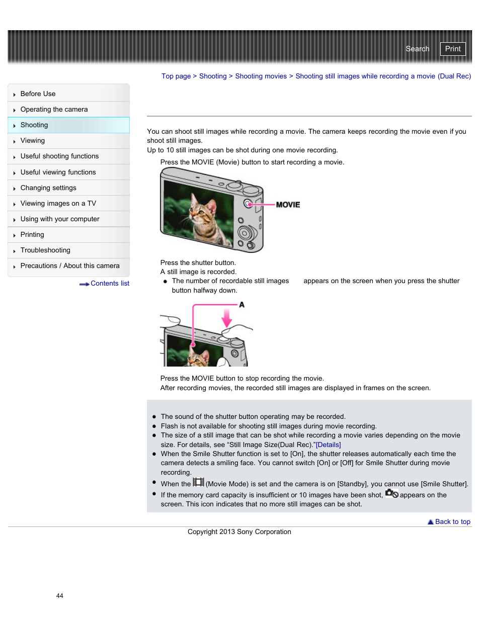 Cyber-shot user guide | Sony DSC-WX300 User Manual | Page 50 / 244