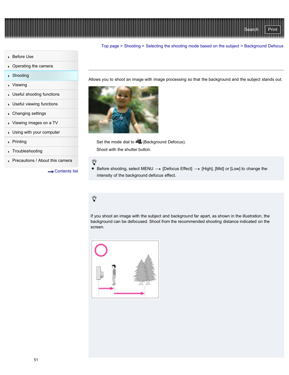 Background defocus, Cyber-shot user guide | Sony DSC-WX300 User Manual | Page 57 / 244