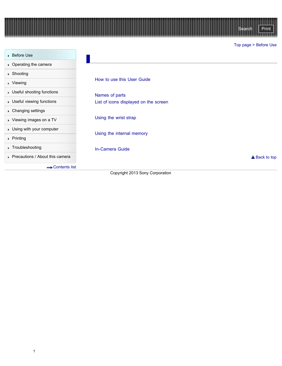 Before use, Cyber-shot user guide | Sony DSC-WX300 User Manual | Page 7 / 244