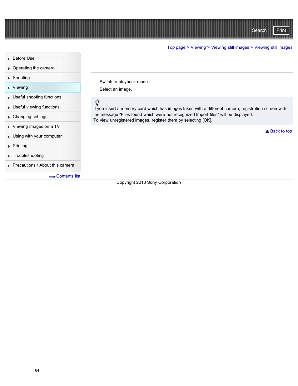 Viewing still images, Cyber-shot user guide | Sony DSC-WX300 User Manual | Page 70 / 244