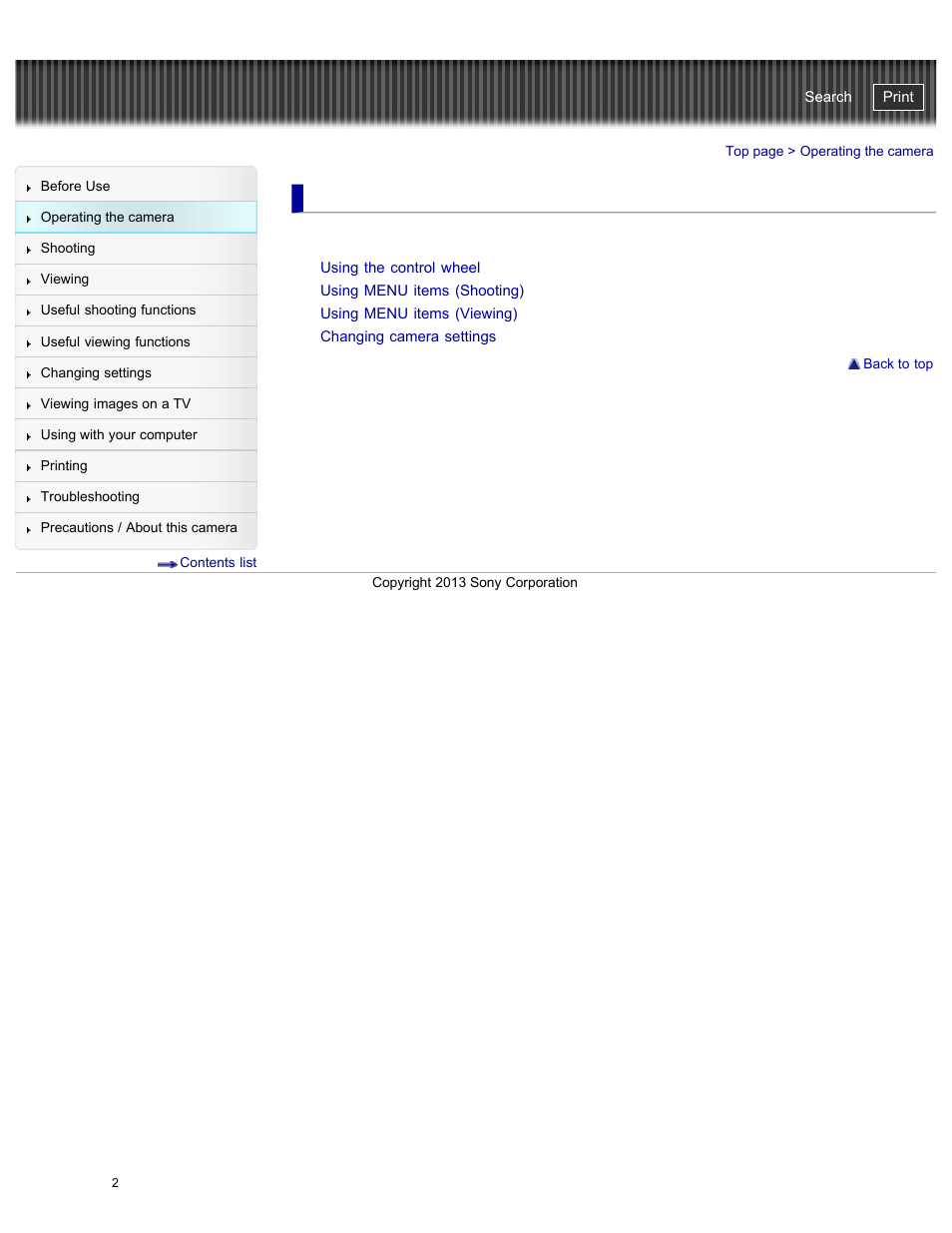 Operating the camera, Cyber-shot user guide | Sony DSC-WX300 User Manual | Page 8 / 244