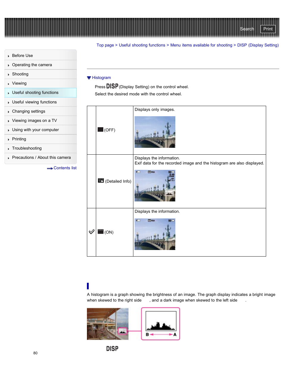 Disp (display setting), Cyber-shot user guide | Sony DSC-WX300 User Manual | Page 86 / 244