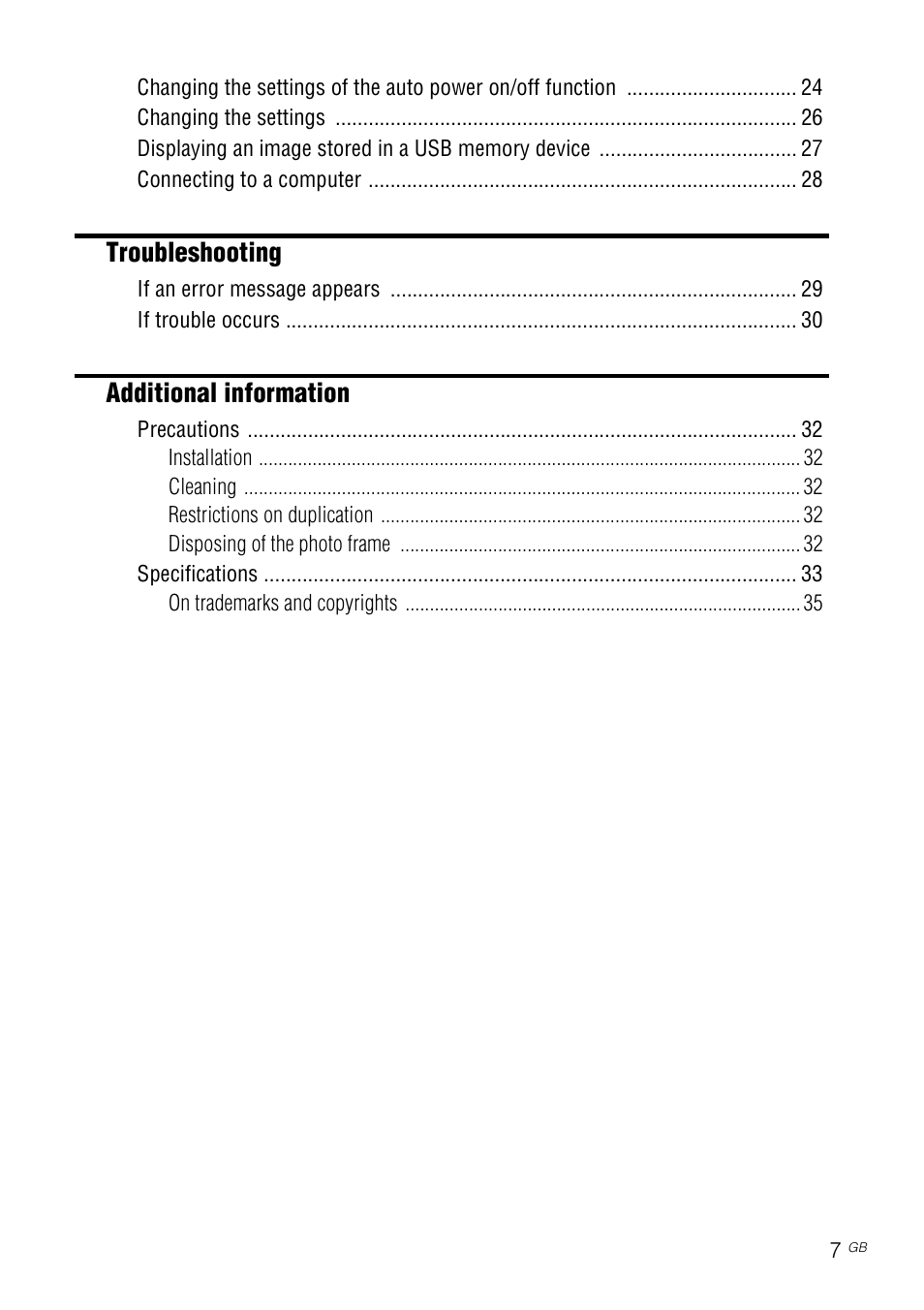 Troubleshooting, Additional information | Sony DPF-D1020 User Manual | Page 7 / 40