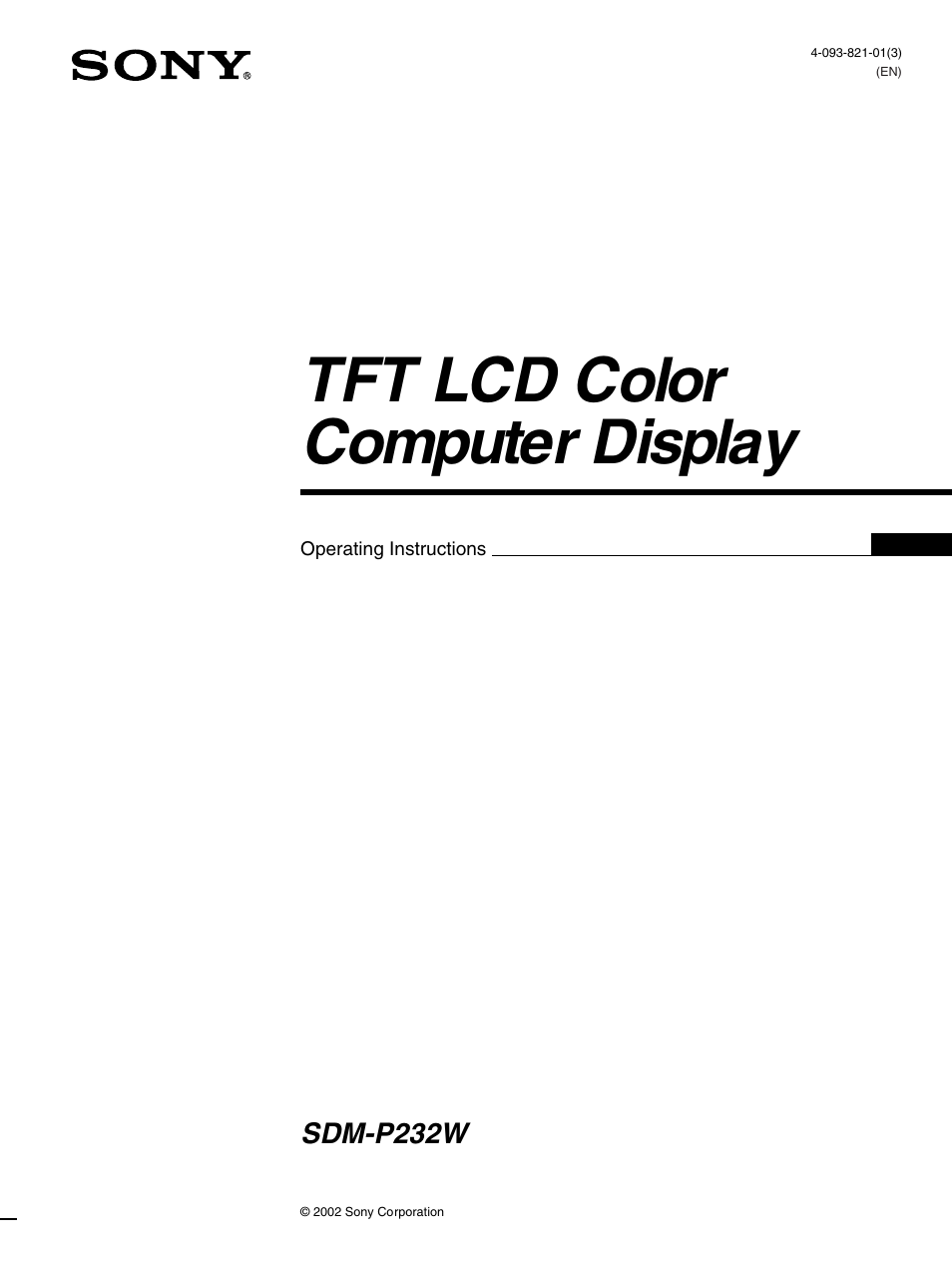 Sony SDM-P232 User Manual | 23 pages