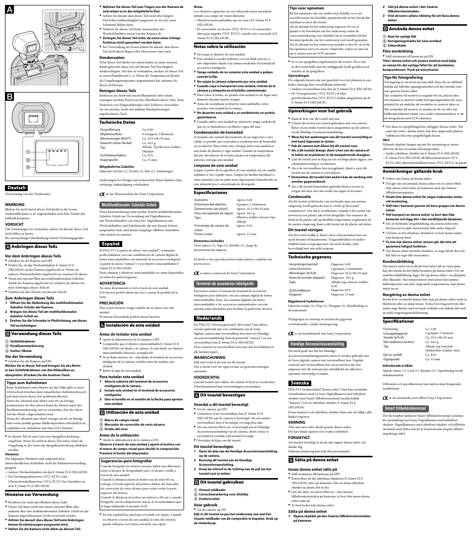 Sony FDA-SV1 User Manual | Page 2 / 2