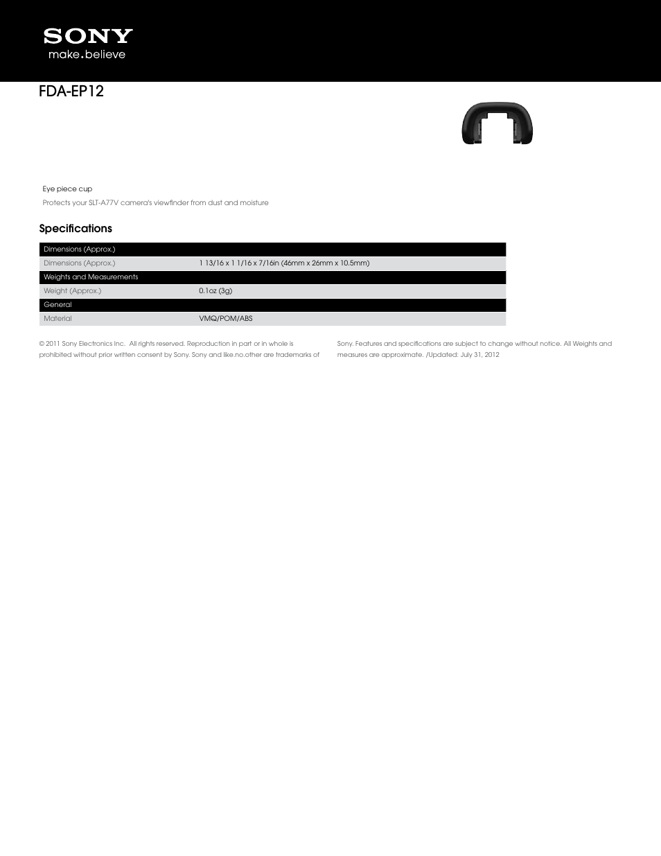 Sony FDA-EP12 User Manual | 1 page