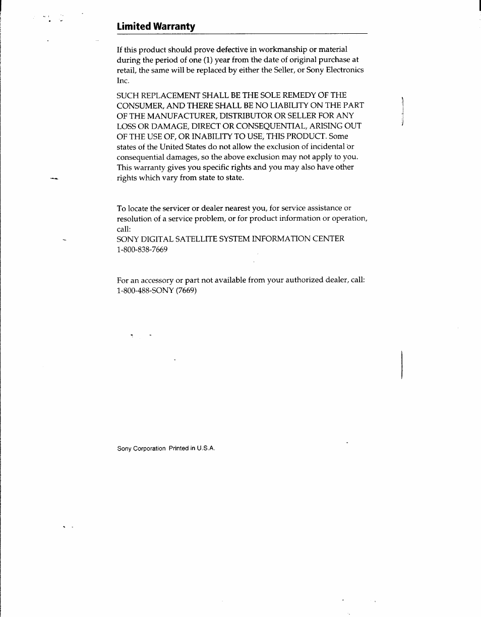 Limited warranty | Sony MRD-D1 User Manual | Page 16 / 16