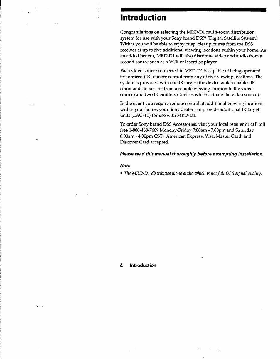Introduction | Sony MRD-D1 User Manual | Page 4 / 16